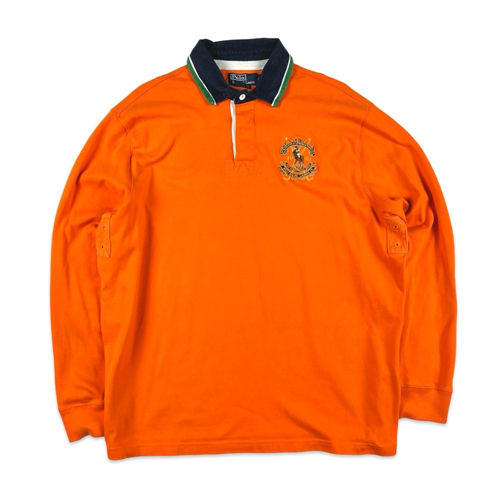 Vintage 90’s Polo Orange Long Sleeve Collared Rugby - Mens XL